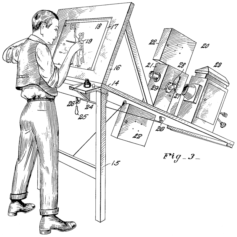 Drawing from the patent application for the Rotoscope